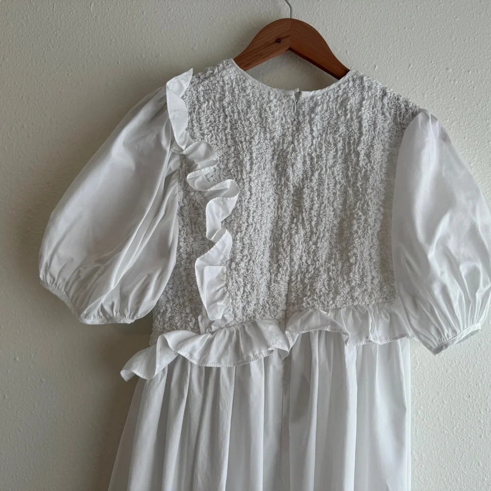 Cecilie Bahnsen - Chloé Ruffled Smocked Maxi Dress UK10 US6 Trinny Woodall